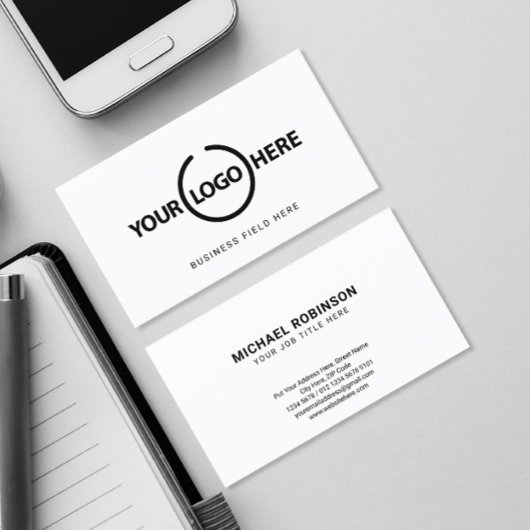 Aangepaste Logo Lengthwise Minimalist op wit Visitekaartje