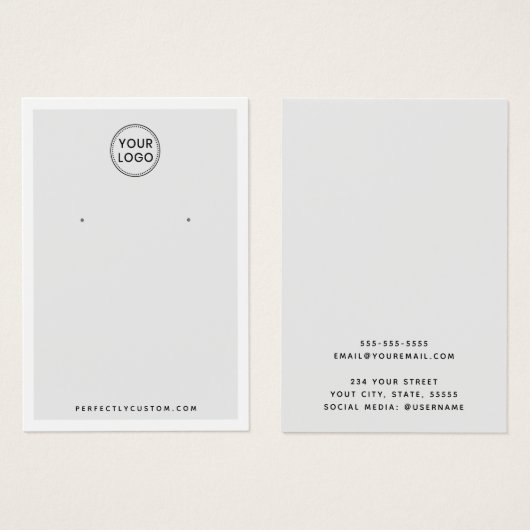 Aangepaste logo lichtgrijze oorenkaart visitekaartje (Voorkant /achterkant)