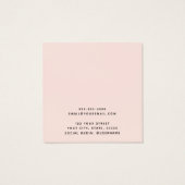 Aangepaste logo lichtzwarte roze oorenkaart vierkante visitekaartjes (Achterkant)