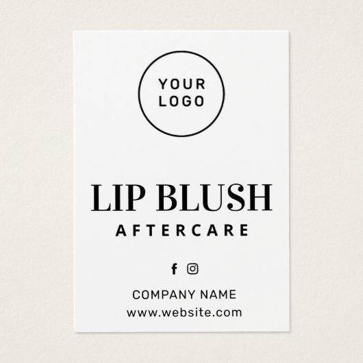 Aangepaste Logo Lip Blush Aftercare Kaart (Voorkant)