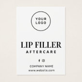 Aangepaste Logo Lip Filler Aftercare Advice Kaart (Voorkant)