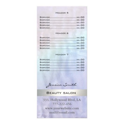 Aangepaste logo luxe paarlholografische kaart (Achterkant)