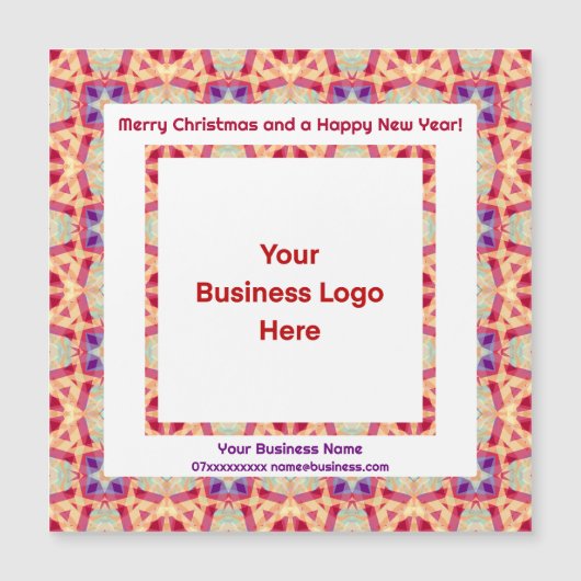 Aangepaste Logo Magnetische Happy Christmas Visite (Voorkant)