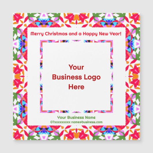 Aangepaste Logo Magnetische Happy Christmas Visite (Voorkant)