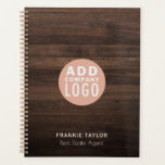Aangepaste Logo Makelaar Wood Look 2026 Planner<br><div class="desc">Moderne minimalistische planner notitieboek sjabloon om uw zakelijke logo,  werknemersnaam en huidige functie toe te voegen of alleen de bedrijfsnaam.</div>