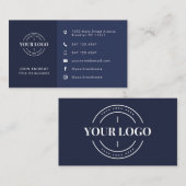 Aangepaste Logo marineblauw moderne pictogrammen v Visitekaartje (Voorkant / Achterkant)