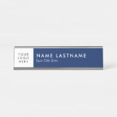 Aangepaste Logo marineblauw witte desk Bureau Naambordje (Voorkant)
