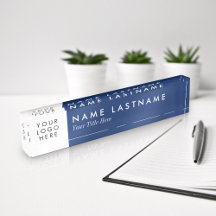 Aangepaste Logo marineblauw witte desk