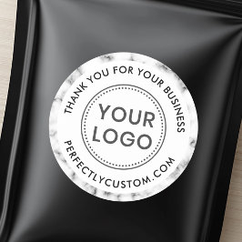 Aangepaste logo marmergrensservice bedankt ronde sticker