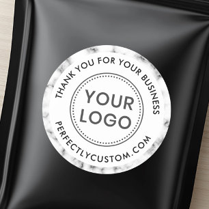 Aangepaste logo marmergrensservice bedankt ronde sticker