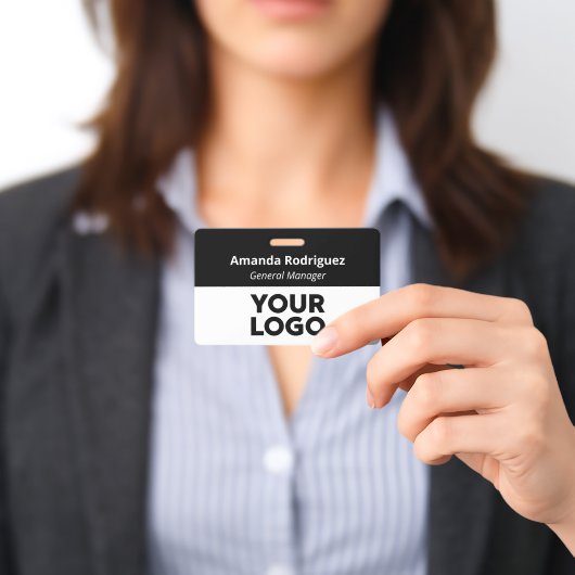 Aangepaste Logo Medewerker Eenvoudige Zwart Wit Na Badge (Gepresenteerd)