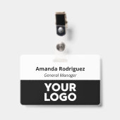 Aangepaste Logo medewerker Eenvoudige zwarte naam Badge (Voorkant met clip)