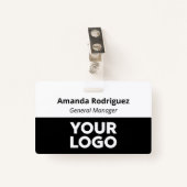 Aangepaste Logo medewerker Eenvoudige zwarte naam Badge (Voorkant met clip)
