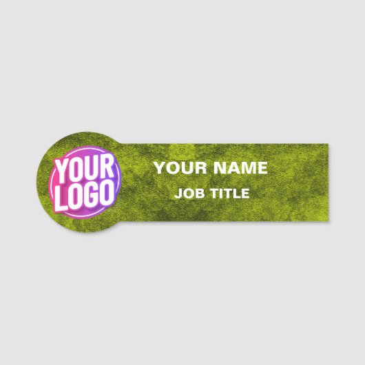 Aangepaste Logo Medewerker ID Faux Metallic Grass  Naamplaatje (Voorkant)