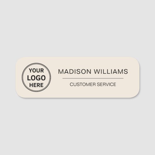 Aangepaste Logo Medewerker Magnetische Beige Naamplaatje (Voorkant)