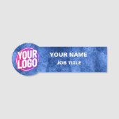 Aangepaste Logo medewerker mat blauw metallic naam Naamplaatje (Voorkant)