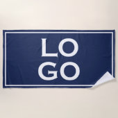 Aangepaste Logo met Lijst op Navy Blue Strandlaken (Voorkant)