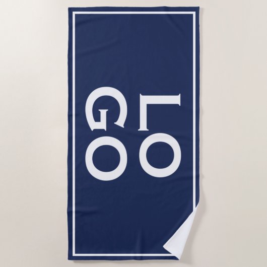 Aangepaste Logo met Lijst op Navy Blue Strandlaken (Voorkant)