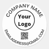Aangepaste logo met QR-code en e-mail Ronde Sticker (Voorkant)