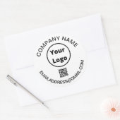 Aangepaste logo met QR-code en e-mail Ronde Sticker (Envelop)