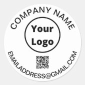 Aangepaste logo met QR-code en e-mail Ronde Sticker (Voorkant)