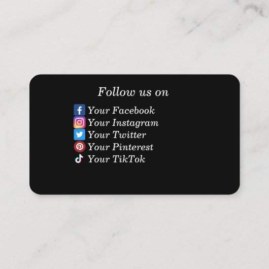 Aangepaste logo met QR-code en pictogrammen voor s Visitekaartje (Achterkant)