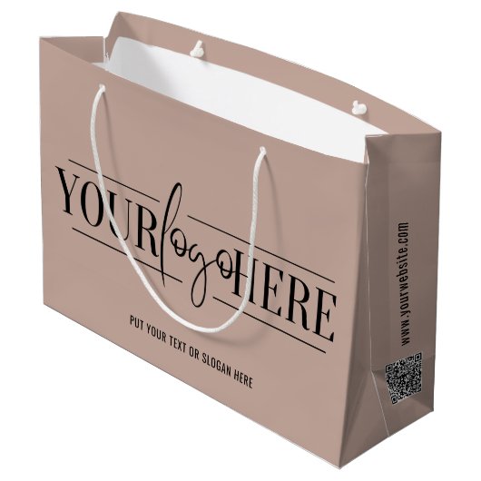Aangepaste Logo met QR-code en website Groot Cadeauzakje (Achterkant Gekanteld)
