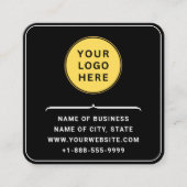 Aangepaste Logo met QR-code | Modern zwart en wit Vierkante Visitekaartje (Voorkant)