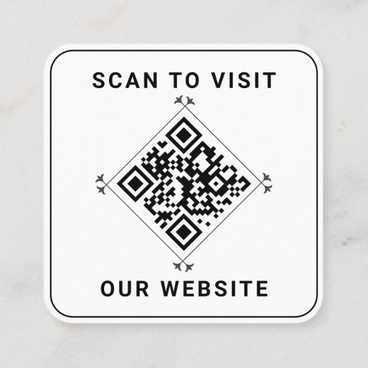 Aangepaste Logo met QR-code | Modern zwart en wit Vierkante Visitekaartje (Achterkant)