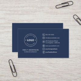 Aangepaste Logo Minimal Navy Blue Professional Visitekaartje