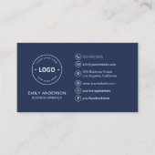 Aangepaste Logo Minimal Navy Blue Professional Visitekaartje (Voorkant)