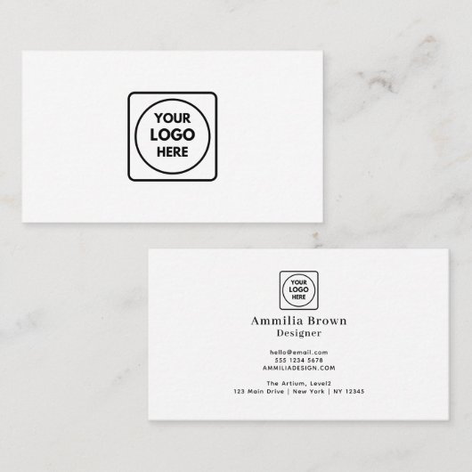 Aangepaste Logo | Minimale professionele professio Visitekaartje (Voorkant / Achterkant)