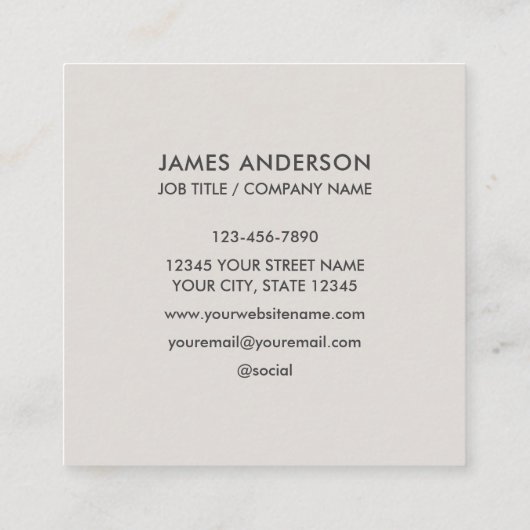 Aangepaste Logo minimalistisch lichtgrijs Vierkante Visitekaartje (Achterkant)