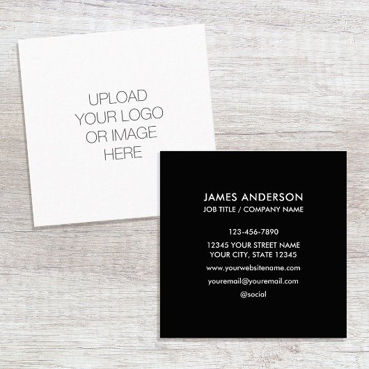 Aangepaste Logo minimalistisch zwart wit Vierkante Visitekaartje