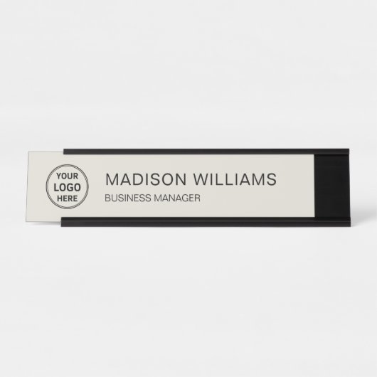 Aangepaste Logo Minimalistische Bedrijfsvoering Bureau Naambordje (Voorkant)
