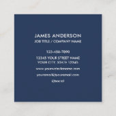 Aangepaste Logo minimalistische marine blauw wit Vierkante Visitekaartje (Achterkant)