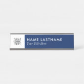 Aangepaste Logo minimalistische marineblauwe titel Bureau Naambordje (Voorkant)