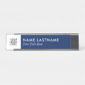 Aangepaste Logo minimalistische marineblauwe titel Bureau Naambordje (Voorkant)