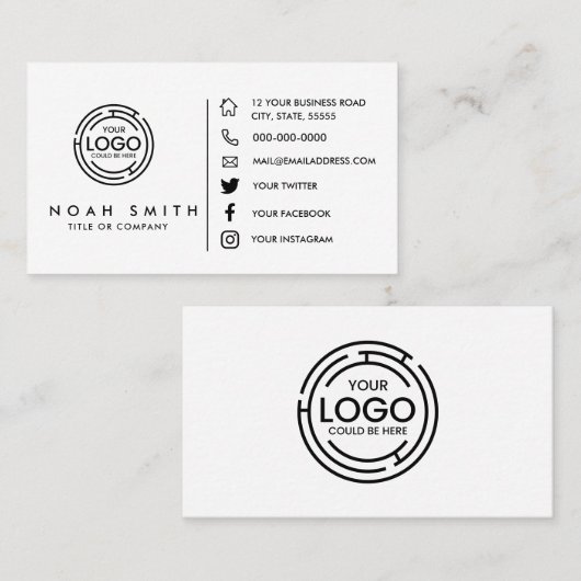 Aangepaste Logo minimalistische moderne, elegante  Visitekaartje (Voorkant / Achterkant)