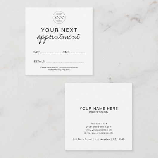 Aangepaste Logo Minimalistische moderne zakelijke  Afsprakenkaartje (Voorkant / Achterkant)