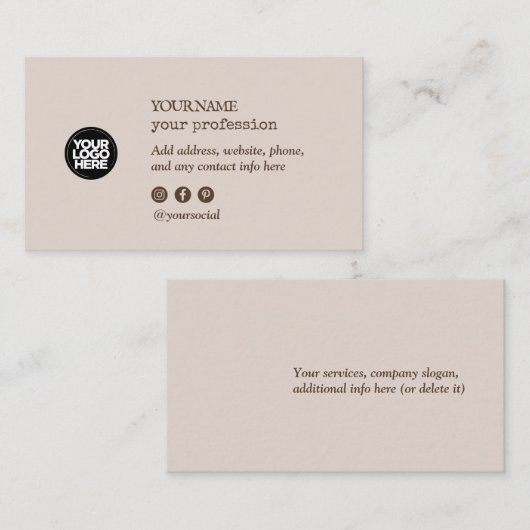 Aangepaste Logo minimalistische pictogrammen voor  Visitekaartje (Voorkant / Achterkant)