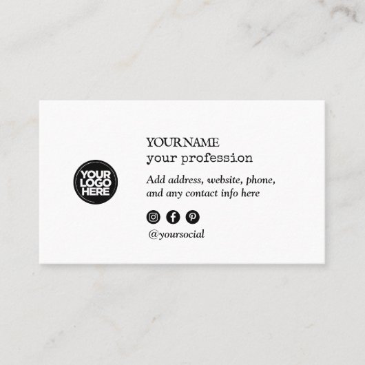 Aangepaste Logo minimalistische pictogrammen voor  Visitekaartje (Voorkant)