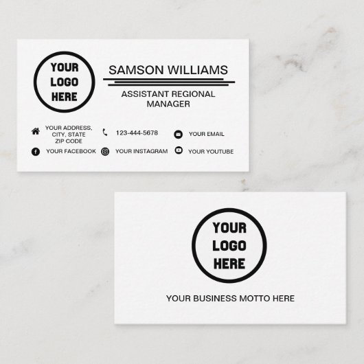 Aangepaste Logo minimalistische pictogrammen voor  Visitekaartje (Voorkant / Achterkant)