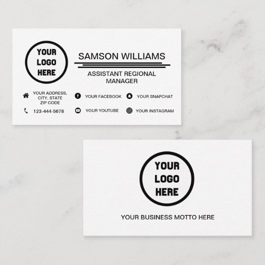 Aangepaste Logo minimalistische pictogrammen voor  Visitekaartje (Voorkant / Achterkant)