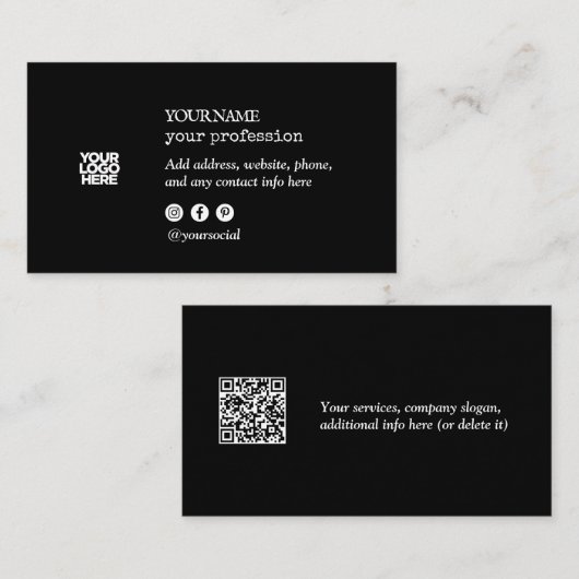 Aangepaste Logo minimalistische sociale mediapicto Visitekaartje (Voorkant / Achterkant)