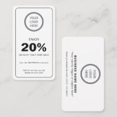Aangepaste Logo minimalistische witte korting Kaar (Voorkant / Achterkant)