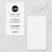 Aangepaste logo minimalistische witte verticale be visitekaartje (Voorkant / Achterkant)