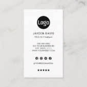 Aangepaste logo minimalistische witte verticale be visitekaartje (Voorkant)