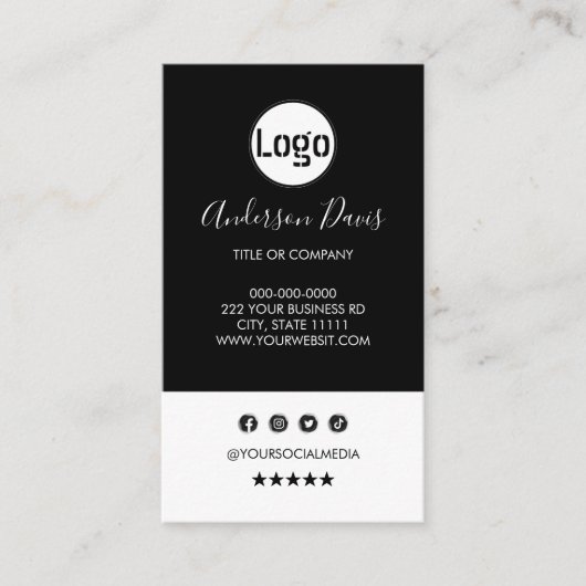 Aangepaste logo minimalistische witte verticale be visitekaartje (Voorkant)