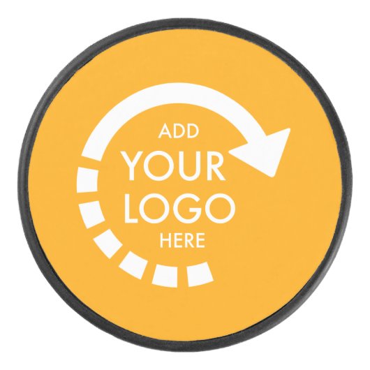 Aangepaste Logo Modern Business | Retro goud Hockey Puck (Voorkant)